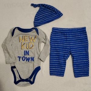 0-3m Swiggles 3pc New Kid In Town outfit